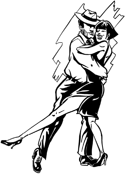 Man and woman dancing vinyl sticker. Customize on line. Dancing 028-0067